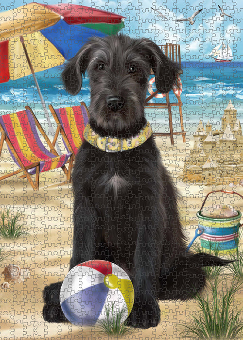 Pet Friendly Beach Wolfhound Dog Portrait Jigsaw Puzzle for Adults Animal Interlocking Puzzle Game Unique Gift for Dog Lover's with Metal Tin Box PZL473