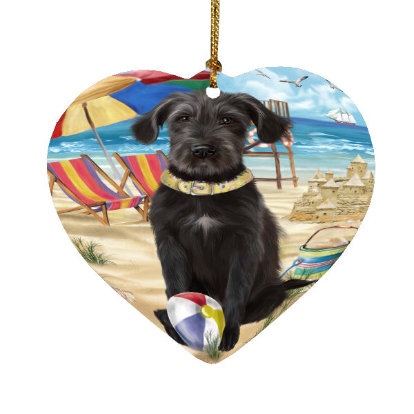 Pet Friendly Beach Wolfhound Dog  Heart Christmas Ornament HPORA58933