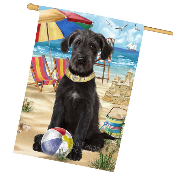 Pet Friendly Beach Wolfhound Dog House Flag Outdoor Decorative Double Sided Pet Portrait Weather Resistant Premium Quality Animal Printed Home Decorative Flags 100% Polyester FLG68942