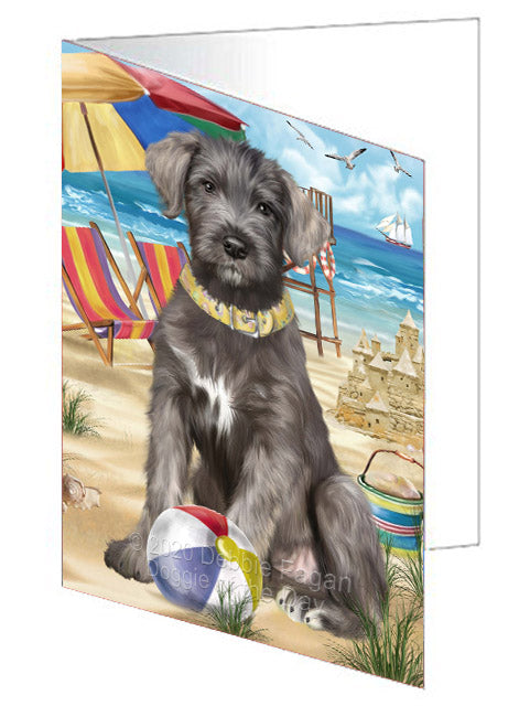 Pet Friendly Beach Wolfhound Dog Handmade Artwork Assorted Pets Greeting Cards and Note Cards with Envelopes for All Occasions and Holiday Seasons