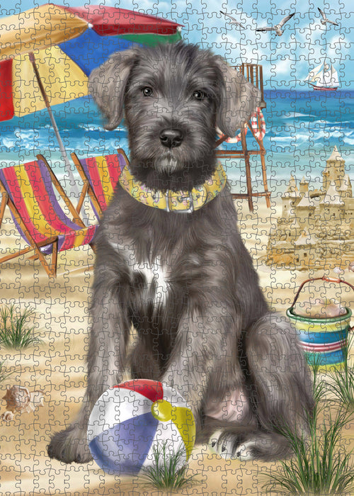 Pet Friendly Beach Wolfhound Dog Portrait Jigsaw Puzzle for Adults Animal Interlocking Puzzle Game Unique Gift for Dog Lover's with Metal Tin Box PZL474