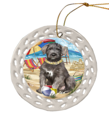 Pet Friendly Beach Wolfhound Dog Doily Ornament DPOR58585