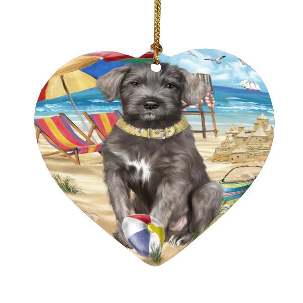 Pet Friendly Beach Wolfhound Dog  Heart Christmas Ornament HPORA58934