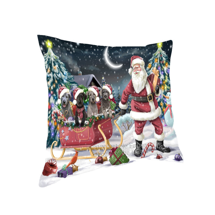 Christmas Santa Sled Wolfhound Dogs Pillow with Top Quality High-Resolution Images - Ultra Soft Pet Pillows for Sleeping - Reversible & Comfort - Ideal Gift for Dog Lover - Cushion for Sofa Couch Bed - 100% Polyester