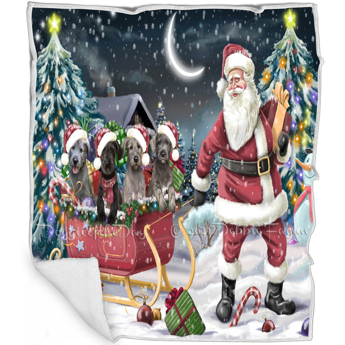 Merry Christmas Happy Holiday Santa Sled Wolfhound Dogs Blanket BLNKT143381