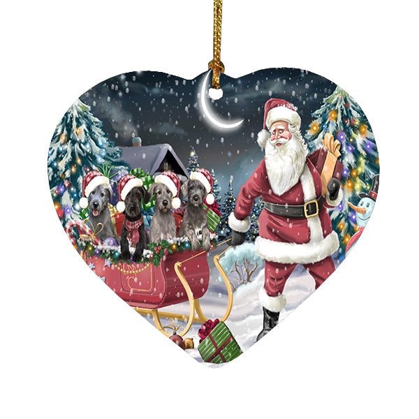 Christmas Santa Sled Wolfhound Dogs Heart Christmas Ornament HPORA59210