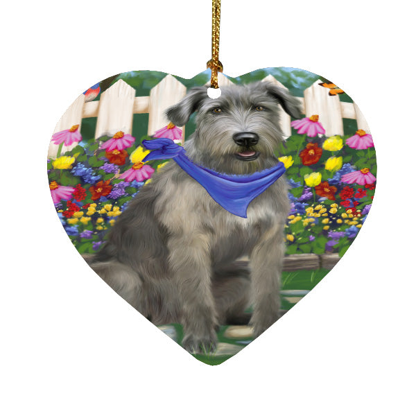 Spring Floral Wolfhound Dog Heart Christmas Ornament HPORA59313