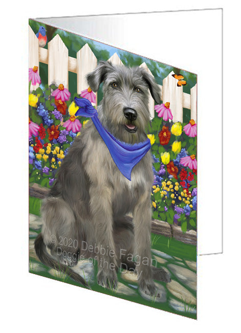 Spring Floral Wolfhound Dog Handmade Artwork Assorted Pets Greeting Cards and Note Cards with Envelopes for All Occasions and Holiday Seasons