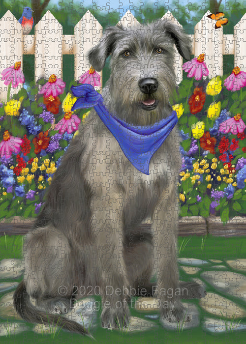 Spring Floral Wolfhound Dog Portrait Jigsaw Puzzle for Adults Animal Interlocking Puzzle Game Unique Gift for Dog Lover's with Metal Tin Box PZL790