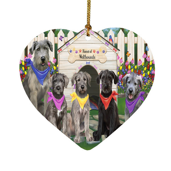 Spring Dog House Wolfhound Dogs Heart Christmas Ornament HPORA59288