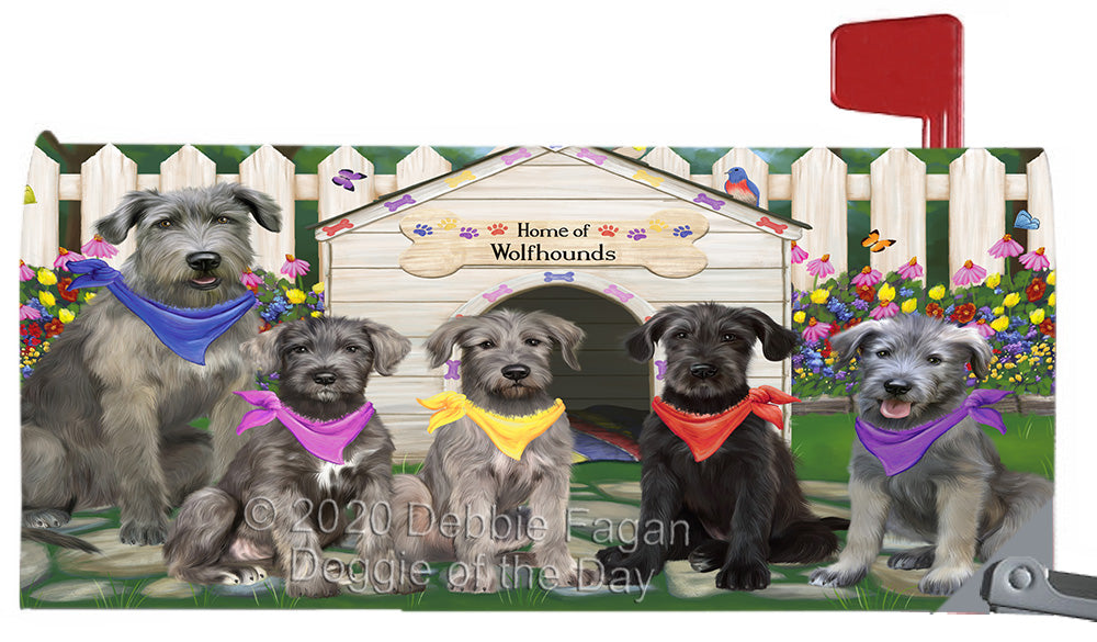 Spring Dog House Wolfhound Dogs Magnetic Mailbox Cover Both Sides Pet Theme Printed Decorative Letter Box Wrap Case Postbox Thick Magnetic Vinyl Material