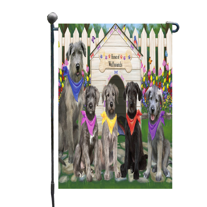 Spring Dog House Wolfhound Dogs Garden Flags Outdoor Decor for Homes and Gardens Double Sided Garden Yard Spring Decorative Vertical Home Flags Garden Porch Lawn Flag for Decorations