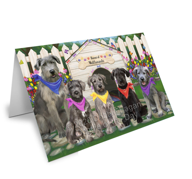Spring Dog House Wolfhound Dogs Handmade Artwork Assorted Pets Greeting Cards and Note Cards with Envelopes for All Occasions and Holiday Seasons
