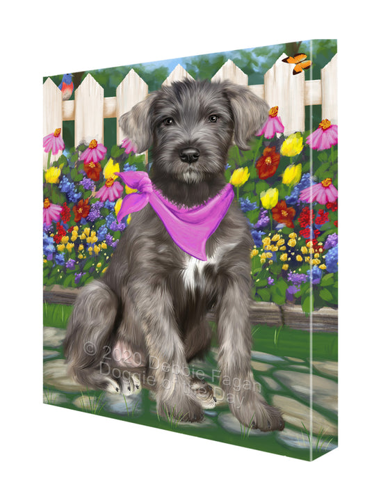 Spring Floral Wolfhound Dog Canvas Wall Art - Premium Quality Ready to Hang Room Decor Wall Art Canvas - Unique Animal Printed Digital Painting for Decoration CVS496