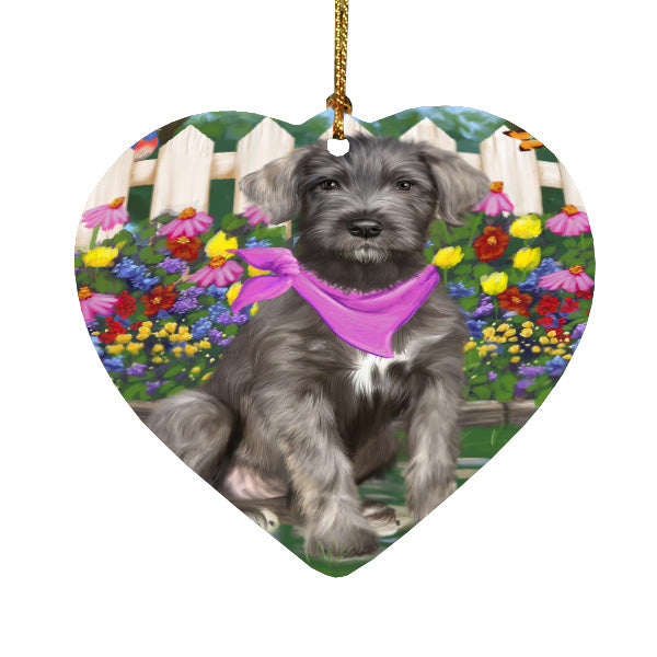 Spring Floral Wolfhound Dog Heart Christmas Ornament HPORA59314