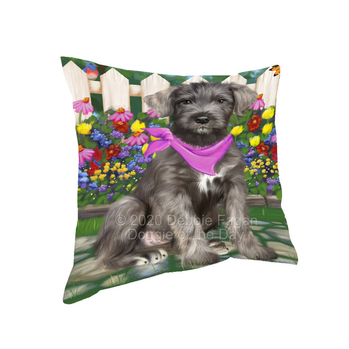 Spring Floral Wolfhound Dog Pillow with Top Quality High-Resolution Images - Ultra Soft Pet Pillows for Sleeping - Reversible & Comfort - Ideal Gift for Dog Lover - Cushion for Sofa Couch Bed - 100% Polyester, PILA93217