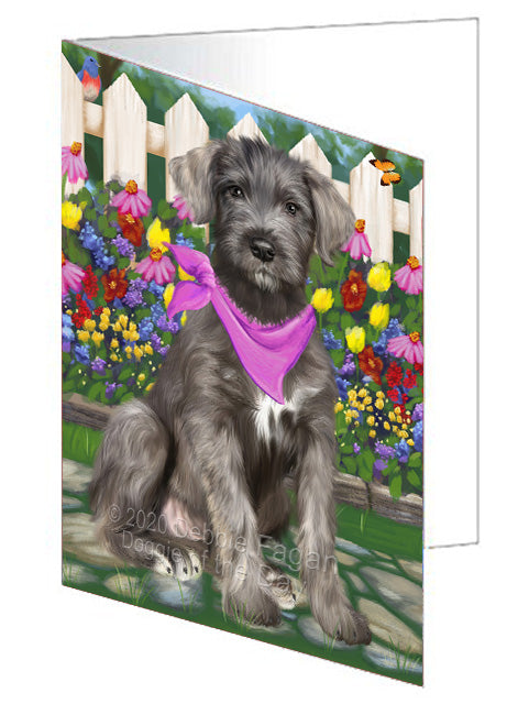 Spring Floral Wolfhound Dog Handmade Artwork Assorted Pets Greeting Cards and Note Cards with Envelopes for All Occasions and Holiday Seasons