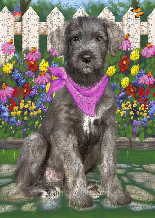Spring Floral Wolfhound Dog Portrait Jigsaw Puzzle for Adults Animal Interlocking Puzzle Game Unique Gift for Dog Lover's with Metal Tin Box PZL791