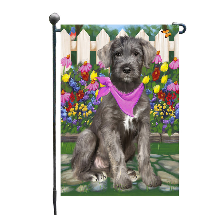 Spring Floral Wolfhound Dog Garden Flags Outdoor Decor for Homes and Gardens Double Sided Garden Yard Spring Decorative Vertical Home Flags Garden Porch Lawn Flag for Decorations GFLG68289