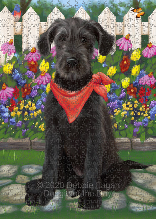 Spring Floral Wolfhound Dog Portrait Jigsaw Puzzle for Adults Animal Interlocking Puzzle Game Unique Gift for Dog Lover's with Metal Tin Box PZL792