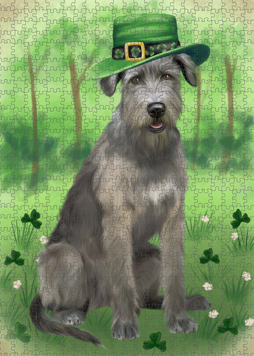 St. Patrick's Day Wolfhound Dog Portrait Jigsaw Puzzle for Adults Animal Interlocking Puzzle Game Unique Gift for Dog Lover's with Metal Tin Box PZL1046