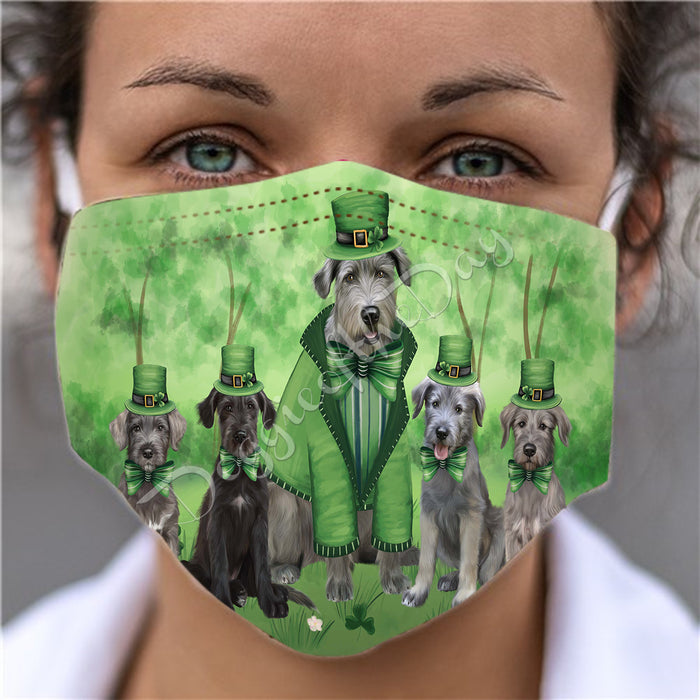 St. Patricks Day Irish Wolfhound Dogs Face Mask FM50204