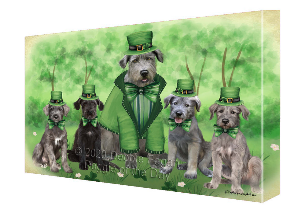 St. Patrick's Day Family Wolfhound Dogs Canvas Wall Art - Premium Quality Ready to Hang Room Decor Wall Art Canvas - Unique Animal Printed Digital Painting for Decoration