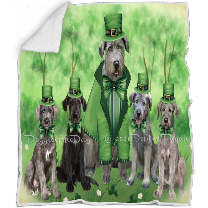 St. Patricks Day Irish Portrait Wolfhound Dogs Blanket BLNKT142367