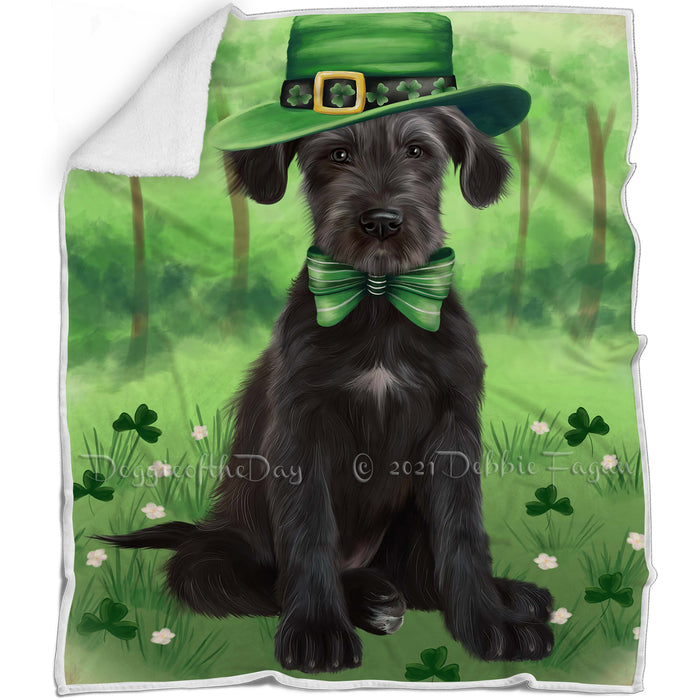 St. Patricks Day Irish Portrait Wolfhound Dog Blanket BLNKT142368