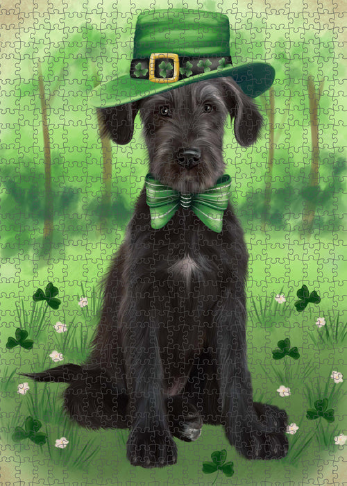 St. Patrick's Day Wolfhound Dog Portrait Jigsaw Puzzle for Adults Animal Interlocking Puzzle Game Unique Gift for Dog Lover's with Metal Tin Box PZL1047