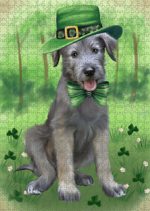 St. Patrick's Day Wolfhound Dog Portrait Jigsaw Puzzle for Adults Animal Interlocking Puzzle Game Unique Gift for Dog Lover's with Metal Tin Box PZL1048