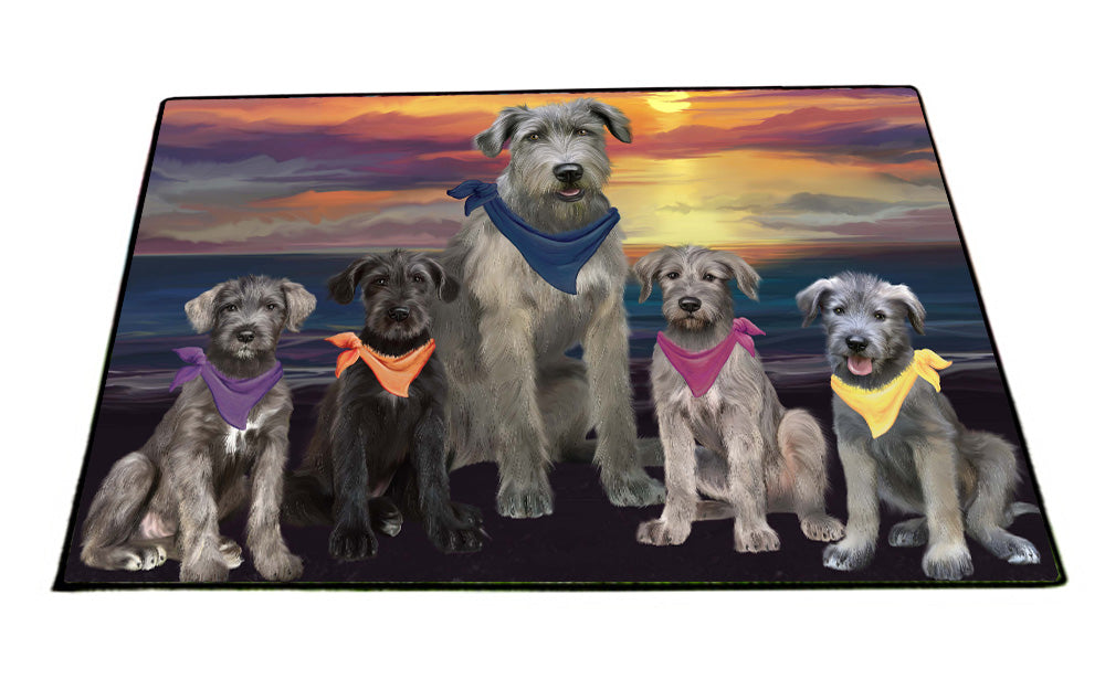 Family Sunset Portrait Wolfhound Dogs Floormat FLMS55876