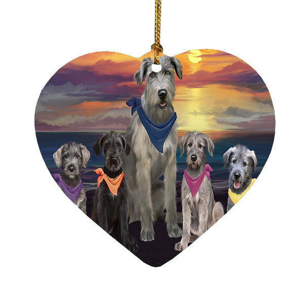 Family Sunset Portrait Wolfhound Dogs Heart Christmas Ornament HPORA59237