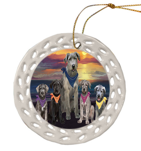 Family Sunset Portrait Wolfhound Dogs Doily Ornament DPOR58873