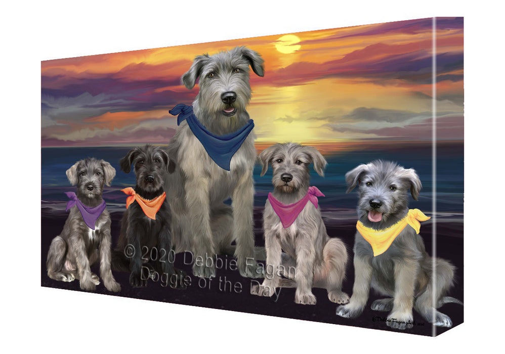 Family Sunset Portrait Wolfhound Dogs Canvas Wall Art - Premium Quality Ready to Hang Room Decor Wall Art Canvas - Unique Animal Printed Digital Painting for Decoration