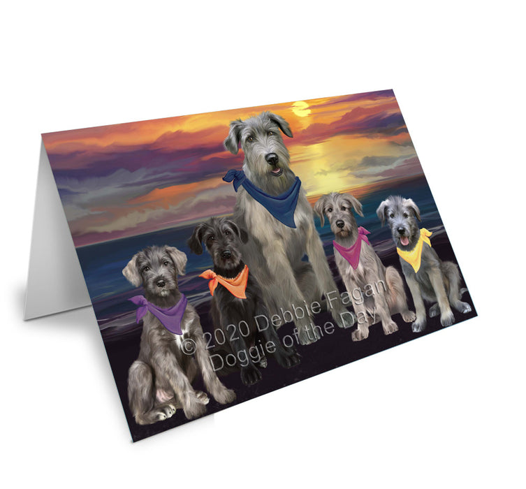 Family Sunset Portrait Wolfhound Dogs Handmade Artwork Assorted Pets Greeting Cards and Note Cards with Envelopes for All Occasions and Holiday Seasons