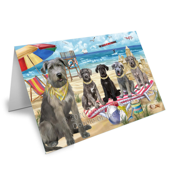 Pet Friendly Beach Wolfhound Dogs Handmade Artwork Assorted Pets Greeting Cards and Note Cards with Envelopes for All Occasions and Holiday Seasons