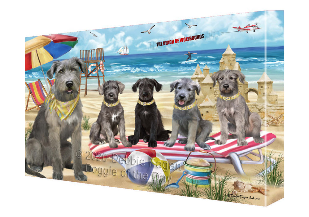 Pet Friendly Beach Wolfhound Dogs Canvas Wall Art - Premium Quality Ready to Hang Room Decor Wall Art Canvas - Unique Animal Printed Digital Painting for Decoration