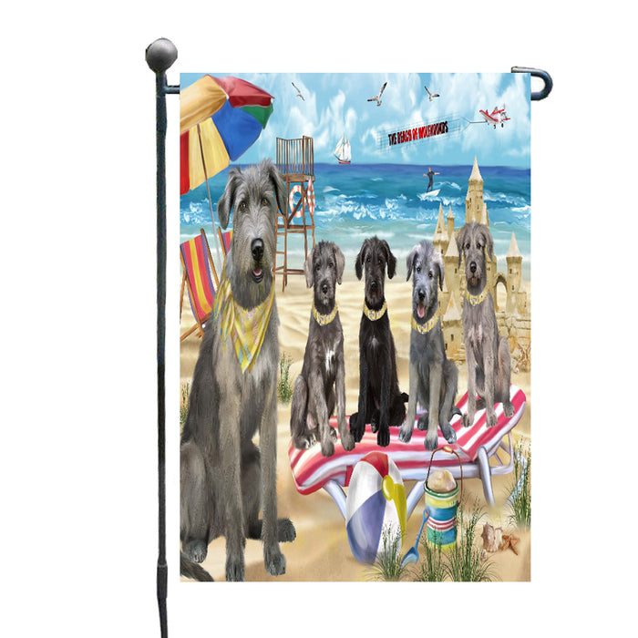 Pet Friendly Beach Wolfhound Dogs Garden Flags Outdoor Decor for Homes and Gardens Double Sided Garden Yard Spring Decorative Vertical Home Flags Garden Porch Lawn Flag for Decorations
