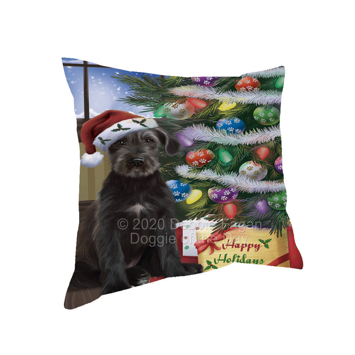 Christmas Tree and Presents Wolfhound Dog Pillow with Top Quality High-Resolution Images - Ultra Soft Pet Pillows for Sleeping - Reversible & Comfort - Ideal Gift for Dog Lover - Cushion for Sofa Couch Bed - 100% Polyester, PILA92416