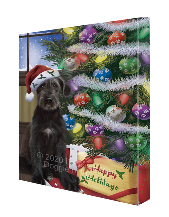 Christmas Tree and Presents Wolfhound Dog Canvas Wall Art - Premium Quality Ready to Hang Room Decor Wall Art Canvas - Unique Animal Printed Digital Painting for Decoration CVS341