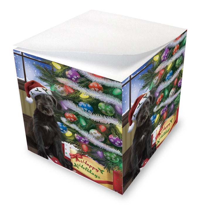 Christmas Tree and Presents Wolfhound Dog Note Cube NOC-DOTD-A57368