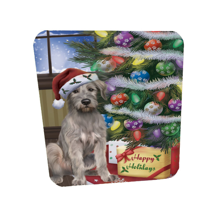 Christmas Tree and Presents Wolfhound Dog Coasters Set of 4 CSTA58328