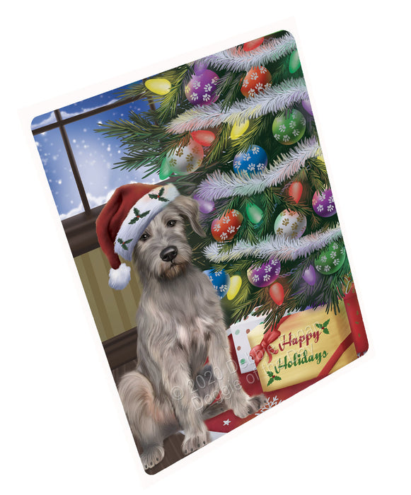 Christmas Tree and Presents Wolfhound Dog Cutting Board - For Kitchen - Scratch & Stain Resistant - Designed To Stay In Place - Easy To Clean By Hand - Perfect for Chopping Meats, Vegetables, CA83016