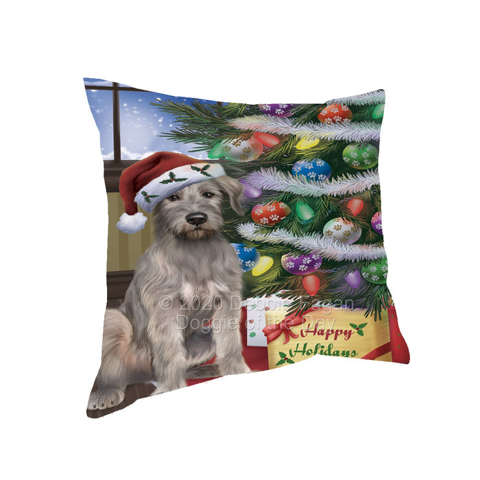 Christmas Tree and Presents Wolfhound Dog Pillow with Top Quality High-Resolution Images - Ultra Soft Pet Pillows for Sleeping - Reversible & Comfort - Ideal Gift for Dog Lover - Cushion for Sofa Couch Bed - 100% Polyester, PILA92419