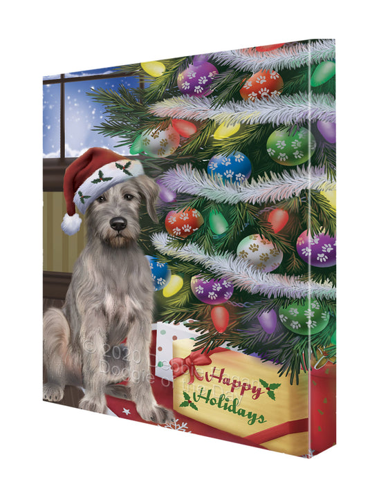 Christmas Tree and Presents Wolfhound Dog Canvas Wall Art - Premium Quality Ready to Hang Room Decor Wall Art Canvas - Unique Animal Printed Digital Painting for Decoration CVS342