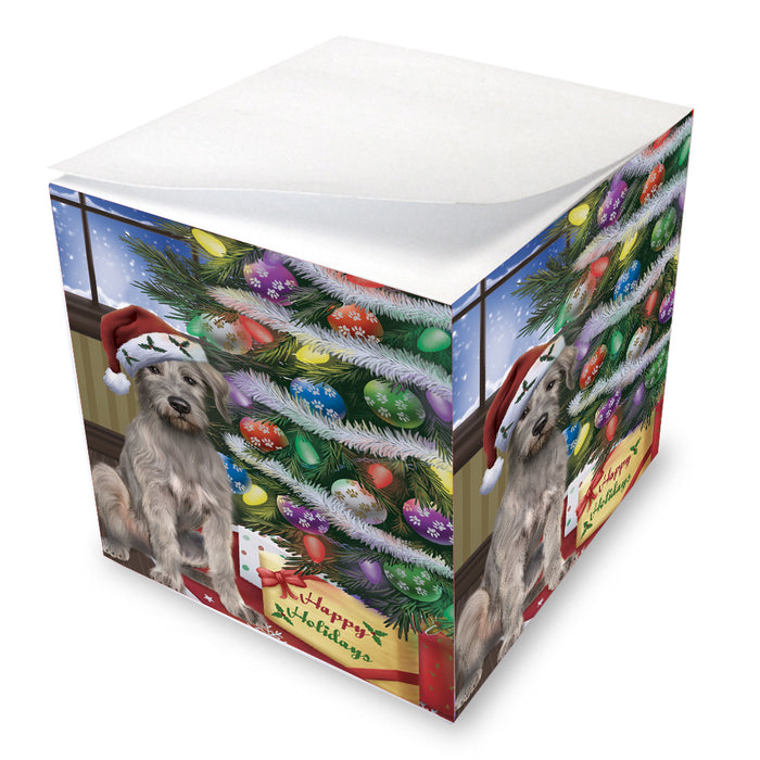 Christmas Tree and Presents Wolfhound Dog Note Cube NOC-DOTD-A57369
