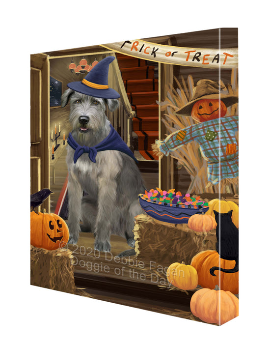 Enter at Your Own Risk Halloween Trick or Treat Wolfhound Dogs Canvas Wall Art - Premium Quality Ready to Hang Room Decor Wall Art Canvas - Unique Animal Printed Digital Painting for Decoration CVS258