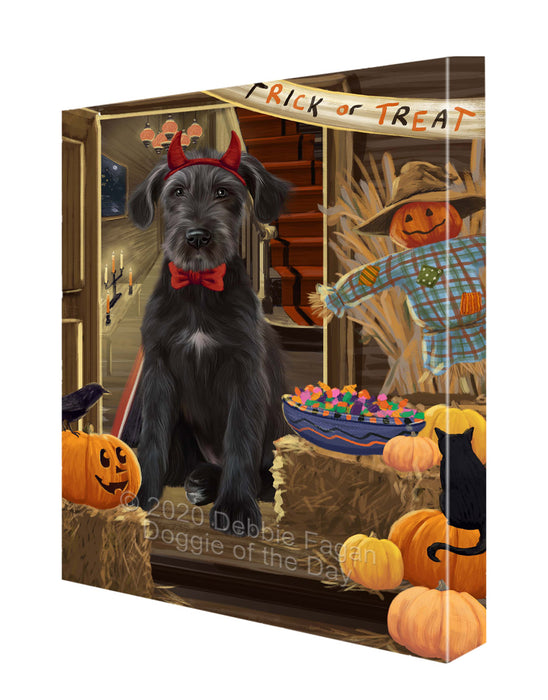Enter at Your Own Risk Halloween Trick or Treat Wolfhound Dogs Canvas Wall Art - Premium Quality Ready to Hang Room Decor Wall Art Canvas - Unique Animal Printed Digital Painting for Decoration CVS259