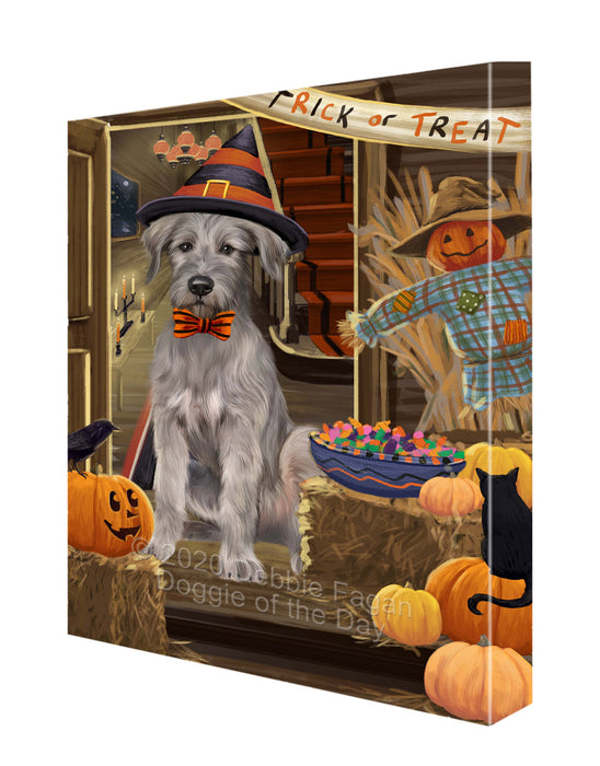 Enter at Your Own Risk Halloween Trick or Treat Wolfhound Dogs Canvas Wall Art - Premium Quality Ready to Hang Room Decor Wall Art Canvas - Unique Animal Printed Digital Painting for Decoration CVS260